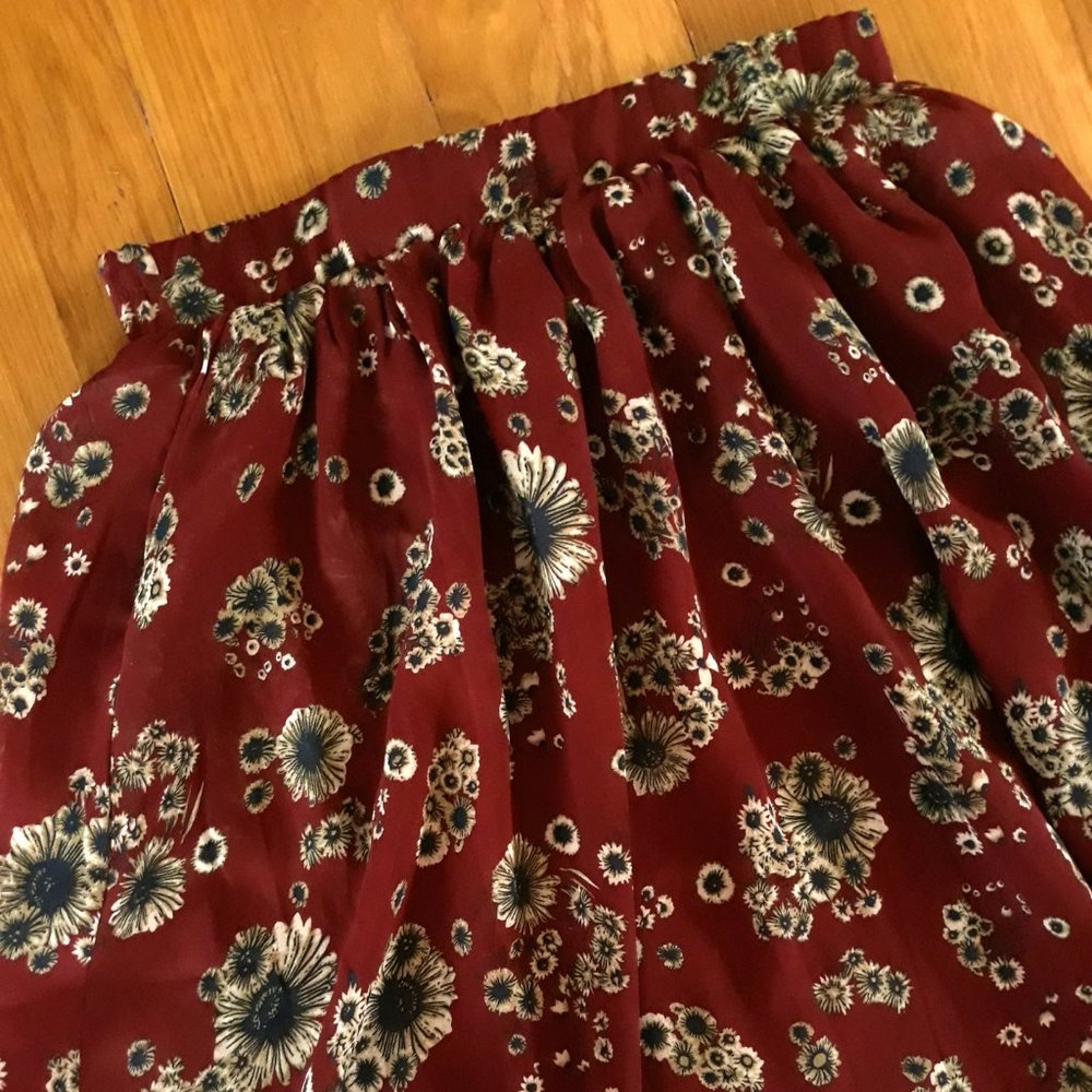 Mikarose Burgundy Floral Skirt